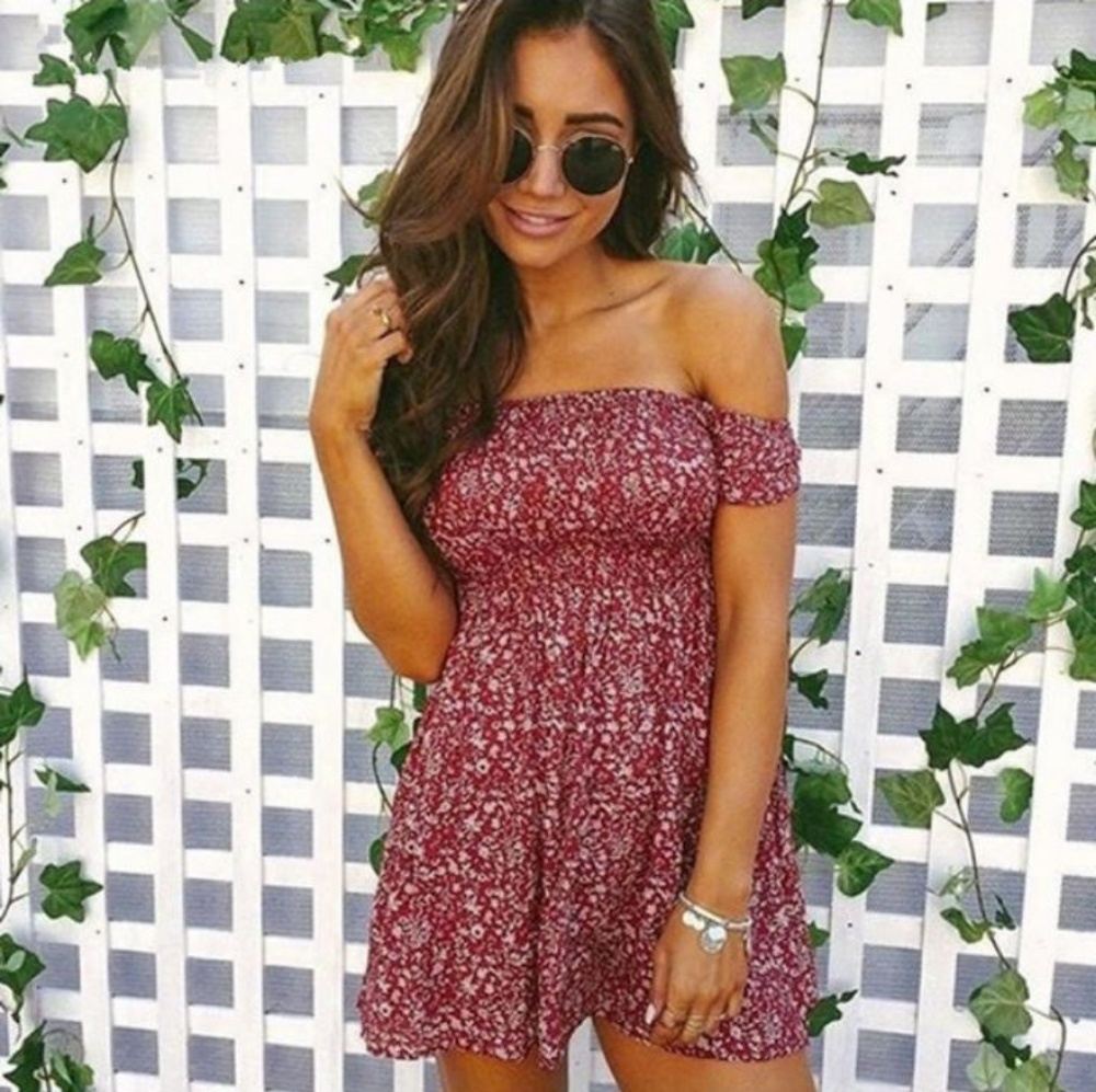 Off Shoulder Floral Beach Mini Dress - Picture 4 of 5